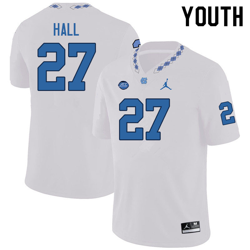 Youth #27 Michael Hall North Carolina Tar Heels College Football Jerseys Sale-White